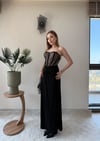 Straplez Korse Detay Elbise Siyah  2366