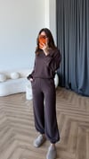 Sweat ve Pantolonlu Modal İkili Takım Kahve 2464