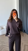 Sweat ve Pantolonlu Modal İkili Takım Kahve 2464