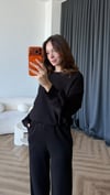 Sweat ve Pantolonlu Modal İkili Takım Siyah 2464