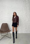 TASARIM ASTARLI DERİ BİKER CEKET BORDO 3107