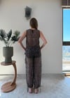 Taşlı Asimetrik Bluz ve Pantolonlu İkili Plaj Takım Siyah 2358