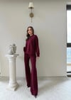 TAŞLI OVERSİZE SWEAT VE PANTOLONLU MODAL İKİLİ TAKIM BORDO