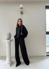 TAŞLI OVERSİZE SWEAT VE PANTOLONLU MODAL İKİLİ TAKIM SİYAH