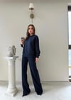 TAŞLI OVERSİZE SWEAT VE PANTOLONLU MODAL İKİLİ TAKIM LACİVERT