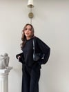 TAŞLI OVERSİZE SWEAT VE PANTOLONLU MODAL İKİLİ TAKIM SİYAH