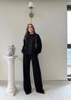 TAŞLI OVERSİZE SWEAT VE PANTOLONLU MODAL İKİLİ TAKIM SİYAH