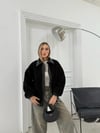TEDDY KUMAŞ DERİ DETAY İÇ ASTARLI MONT SİYAH