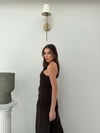 Tek Omuz Bel Drape Detay Bluz Ve Pantolonlu Crep İkili Takım Acı Kahve 2076