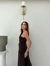 Tek Omuz Bel Drape Detay Bluz Ve Pantolonlu Crep İkili Takım Acı Kahve 2076