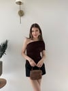 Tek Omuz Bel Drape Detay Sandy Bluz Acı Kahve 2209