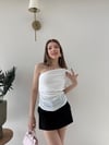 Tek Omuz Bel Drape Detay Sandy Bluz Beyaz 2209