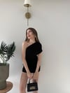 Tek Omuz Bel Drape Detay Sandy Bluz Siyah 2209