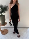 Tek Omuz Drape Aksesuar Detay Sandy Elbise Siyah 2324