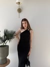 Tek Omuz Drape Aksesuar Detay Sandy Elbise Siyah 2324