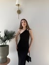 Tek Omuz Drape Aksesuar Detay Sandy Elbise Siyah 2324