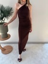 Tek Omuz Drape Aksesuar Detay Sandy Elbise Kırmızı 2324