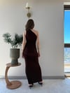Tek Omuz Drape Aksesuar Detay Sandy Elbise Kırmızı 2324