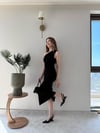 Tek Omuz Drape ve Yırtmaç Detay Sandy Elbise Siyah 2187