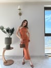 Tek Omuz Drape ve Yırtmaç Detay Sandy Elbise Turuncu 2187