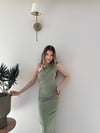 Tek Omuz Drape ve Yırtmaç Detay Sandy Elbise Haki 2187