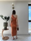 Tek Omuz Drape ve Yırtmaç Detay Sandy Elbise Turuncu 2187