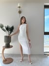 Tek Omuz Drape ve Yırtmaç Detay Sandy Elbise Beyaz 2187