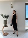 Tek Omuz Drape ve Yırtmaç Detay Sandy Elbise Siyah 2187