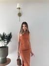 Tek Omuz Drape ve Yırtmaç Detay Sandy Elbise Turuncu 2187