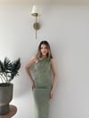 Tek Omuz Drape ve Yırtmaç Detay Sandy Elbise Haki 2187