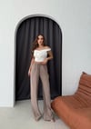 TENSEL KUMAŞ BEL BAĞLAMALI İSPANYOL PAÇA PANTOLON KAHVE