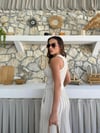 Ters Dikiş Detay Halter Bluz ve Pantolonlu Gofre İkili Takım Bej 2098