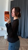 Transparan Triko Bluz Siyah 2404