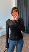 Transparan Triko Bluz Siyah 2404