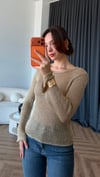 Transparan Triko Bluz Vizon 2404