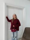 TRİKO BİSİKLET YAKA OVERSİZE KAZAK BORDO