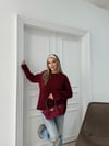 TRİKO BİSİKLET YAKA OVERSİZE KAZAK BORDO