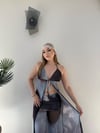 Tül Desenli İkili Plaj Takım Mavi 2355
