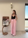 Üç Pile Palazzo Tensel Kumaş Pantolon Pembe 2133