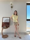 Vatkalı Bel Drape Aksesuar Detay Sandy Bluz Sarı 2303