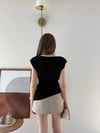 Vatkalı Bel Drape Aksesuar Detay Sandy Bluz Siyah 2303