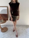 Vatkalı Bel Drape Aksesuar Detay Sandy Bluz Kahve 2303