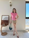 Vatkalı Bel Drape Aksesuar Detay Sandy Bluz Pembe 2303