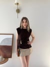 Vatkalı Bel Drape Aksesuar Detay Sandy Bluz Kahve 2303