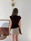 Vatkalı Bel Drape Aksesuar Detay Sandy Bluz Kahve 2303