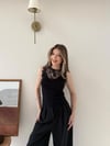 Yaka Dantel Detay Sıfır Kol Triko Atlet Siyah 2180