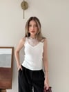 Yaka Dantel Detay Sıfır Kol Triko Atlet Beyaz 2180