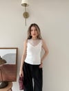 Yaka Dantel Detay Sıfır Kol Triko Atlet Beyaz 2180