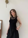 Yaka Dantel Detay Sıfır Kol Triko Atlet Siyah 2180