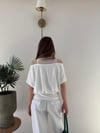 Yaka Detay Bel Drape Modal Tişört Beyaz 2252